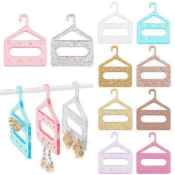 Elite 20Pcs 10 Colors 8-Hole Mini Glitter Acrylic Earring Hanger, Earring Display Accessories, for Earring Organizer Holder, Mixed Color, 6.9x5.45x0.3cm, Hole: 2mm, 2pcs/color