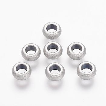 304 Stainless Steel Textured Beads, Rondelle, Stainless Steel Color, 6.5x3mm, Hole: 3mm, about: 100pcs/bag