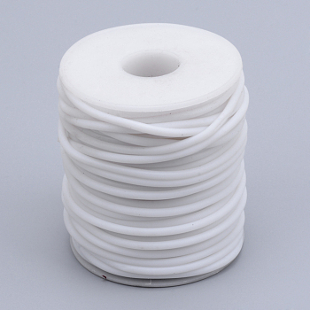 Hollow Pipe PVC Tubular Synthetic Rubber Cord, Wrapped Around White Plastic Spool, White, 4mm, Hole: 2mm, about 16.4 yards(15m)/roll