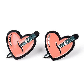 Halloween Theme Enamel Pin, Electrophoresis Black Zinc Alloy Brooch for Backpack Clothes, Heart & Knife, 29x29.5x1.5mm