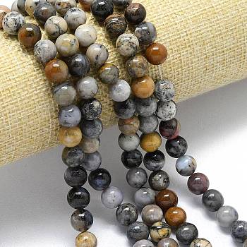 Natural Dendritic Opal Beads Strands, Round, 8.5~9mm, Hole: 0.9mm, about 46pcs/strand, 14.88''~15''(37.8~38.1cm)