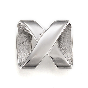 304 Stainless Steel Slide Charms, Infinity, Stainless Steel Color, 17.5x15.5x5mm, Hole: 3.5x13mm