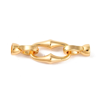 Brass Fold Over Clasps, Oval Rectangle, Real 18K Gold Plated, 38mm, Hole: 4mm