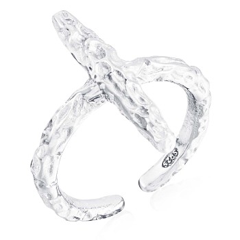 925 Sterling Silver Cross Open Cuff Ring for Women, Silver, US Size 5 1/4(15.9mm)