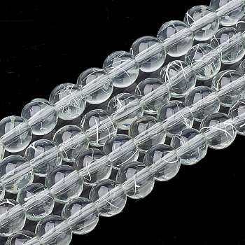 Drawbench Transparent Glass Beads Strands, Spray Painted, Round, Azure, 6mm, Hole: 1.3~1.6mm, 31.4 inch