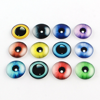 Half Round/Dome Dragon Eye Pattern Glass Flatback Cabochons for DIY Projects, Dragon Eye Color, 12x4mm