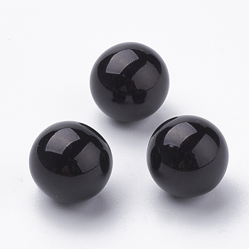 Eco-Friendly Plastic Imitation Pearl Beads, High Luster, Grade A, No Hole Beads, Round, Black, 8mm