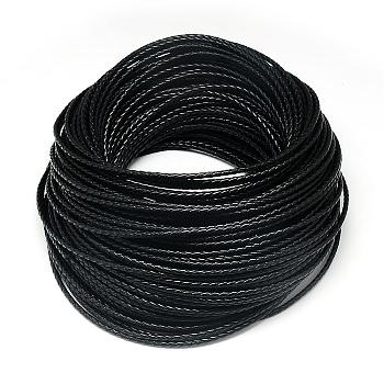 Leather Braided Cord, Black, 5mm, about 54.68 yards(50m)/bundle