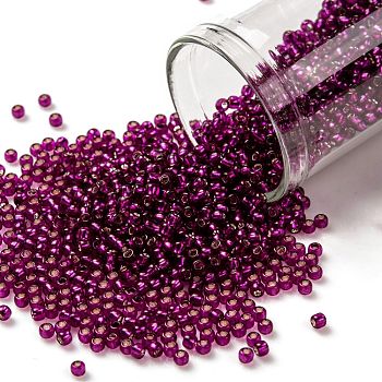 TOHO Round Seed Beads, Japanese Seed Beads, (2223) Silver Lined Dragonfruit, 11/0, 2.2mm, Hole: 0.8mm, about 1110pcs/10g