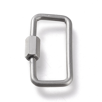 304 Stainless Steel Screw Carabiner Lock Charms, for Necklaces Making, Rectangle, Stainless Steel Color, 25.5x14.5x4mm, Screw: 7x4.5x4mm