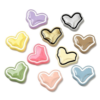Opaque Resin Cabochons, for Jewelry Making, Mixed Color, Heart, 19x21.5x3mm
