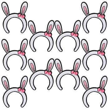 10Pcs Rabbit Ear Silicone Focal Beads, DIY Nursing Necklaces Making, White, 32x26x9mm, Hole: 2mm