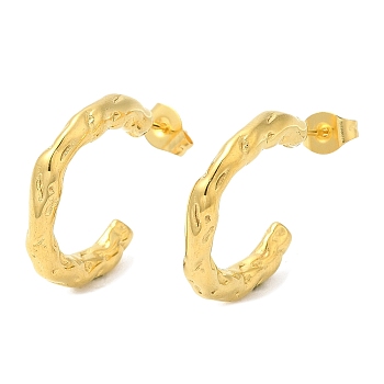 Ion Plating(IP) 304 Stainless Steel Ring Stud Earrings, Half Hoop Earrings, Real 18K Gold Plated, 21x3mm