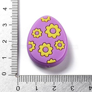 Easter Egg with Flower Silicone Beads(SIL-R014-06C)-3