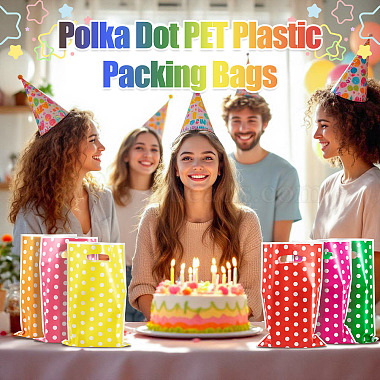 ダイカットホールハンドル付き水玉模様のペット用プラスチック梱包袋(ABAG-TADJ0002-001D)-5