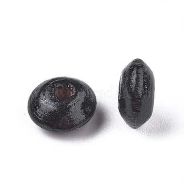 8mm Black Flat Round Wood Beads