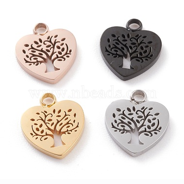 Mixed Color Heart 304 Stainless Steel Charms