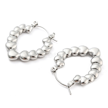 Boucles d'oreilles créoles en acier inoxydable anti-ternissement en forme de cœur pour femme 304(EJEW-C067-12P)-2