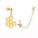 Bee and Honeycomb Alloy Asymmetrical Earrings with Enamel(EJEW-JE04887)-6