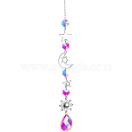 1Pc Iron Big Pendant Decorations, Hanging Sun Catchers, K9 Crystal Glass, with Alloy Findings, for Garden, Wedding, Lighting Ornament, Teardrop, 400mm(DJEW-CN0001-37B)