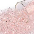 TOHO 11/0 Round Beads, Japanese Seed Beads, (171L) Dyed Light Pink Transparent Rainbow, 2.2mm, Hole: 0.8mm, about 5555pcs/50g(SEED-XTR11-0171L)
