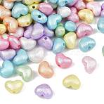 Textured Opaque ABS Imitation Pearl Beads, Heart, Mixed Color, 10x13.5x8mm, Hole: 2.5mm, about 909pcs/500g(MACR-K361-17)