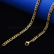 PVD Vacuum Plating 304 Stainless Steel Figaro Chain Necklaces, with Lobster Claw Clasp, Real 18K Gold Plated, Link: 8.5x4x1.2mm and 6x4.5x1.2mm, 19.68 inch(50cm)(NJEW-S420-003B-G)