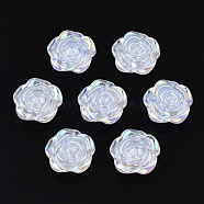 Electroplate Acrylic Cabochons, Flower, WhiteSmoke, 12x12x5mm(PACR-T014-07)