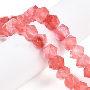 Cherry Quartz Glass Beads Strands, Faceted Cube, 10~11x10~11x9.5~11mm, Hole: 1mm, about 20pcs/strand, 7.95''(20.2cm)(G-T138-30)