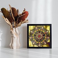 DIY 5D Diamond Painting Mandala Flower Full Drill Kits, Including Canvas Painting Cloth, Resin Rhinestones, Diamond Sticky Pen, Tray Plate, Glue Clay, Yellow, 300x300x0.3mm, Rhinestone: about 3mm in diameter, 1mm thick, 21 bags(DIY-F123-02)
