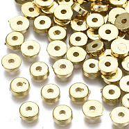 CCB Plastic Spacer Beads, Flat Round, Light Gold, 5x1.5mm, Hole: 1.2mm(CCB-T006-104KC)