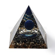 Orgonite Pyramid Resin Energy Generators, Reiki Natural Lapis Lazuli & Obsidian Chips Inside for Home Office Desk Decoration, 60x60x59mm(AJEW-D056-01I)