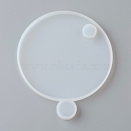 Round Lid Silicone Molds, for DIY Layered Rotating Storage Box, Epoxy Resin UV Resin Jewelry Making, White, 121x102x8.5mm, Fit for 15mm plastic stick, Inner Size: 98.5mm(AJEW-D046-01)