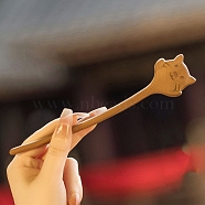 Wood Hair Sticks, Hair Accessories for Woman, Cat Shape, 200mm(PW-WG49391-03)