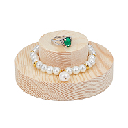 Wood Bracelet Display Stands, Flat Round, Old Lace, 10x4.05cm, Reel: 4.95cm(BDIS-WH0006-005)