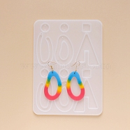 DIY Dangle Earring Silicone Molds, Resin Casting Molds, for UV Resin, Epoxy Resin Jewelry Making,  Mixed Shapes, White, 185x135x5mm, Inner Size: 15~61x15~43mm(DIY-G012-14)