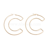 304 Stainless Steel Hoop Earrings, Golden, Letter.C, 75.5x61x2mm, 12 Gauge, Pin: 0.7x1.2mm(EJEW-F251-A02-C)