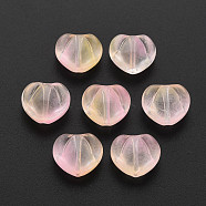 Two Tone Transparent Spray Painted Glass Beads, Heart, PeachPuff, 10.5x12x6.5mm, Hole: 1mm(GLAA-T022-24-C03)