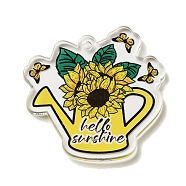 Acrylic Pendants, Double-Sided Printed, Flower, 38.5x39x3mm, Hole: 2mm(SACR-S680-01D)