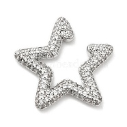 Crystal Rhinestone Star Cuff Earrings, Rack Plating Brass No Piercing Earrings for Women, Lead Free & Cadmium Free, Platinum, 24x25x3mm(EJEW-D059-06P-02)