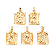 Rack Plating Brass Pendants, Nickel Free, Rectangle with Women Pattern, Real 18K Gold Plated, 17x13x12mm, Hole: 2x3mm(KK-N233-197)