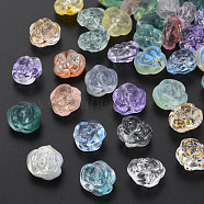 Transparent Glass Beads, Rose, Mixed Color, 12.5x14x9mm, Hole: 1.2mm(GLAA-S190-022)