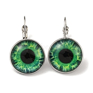 Eye Glass Leverback Earrings with Brass Earring Pins, Lime Green, 29mm(EJEW-Q798-01N)