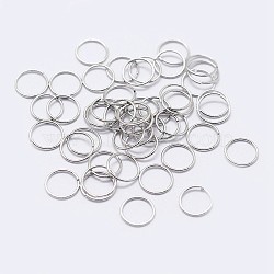 925 Sterling Silver Open Jump Rings, Round Rings, Platinum, 6x0.6mm, Inner Diameter: 5mm, about 200pcs/10g(STER-F036-02P-0.6x6mm)