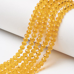 Glass Beads Strands, Faceted, Rondelle, Orange, 3x2mm, Hole: 0.8mm, about 150~155pcs/strand, 15~16 inch(38~40cm)(EGLA-A034-T2mm-D17)