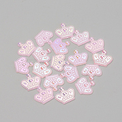 Acrylic Cabochons, AB Color Plated, Crown, Pearl Pink, 11x12x1.5mm(MACR-Q176-A09)