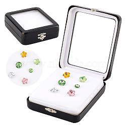 Plastic Loose Diamond Package Boxes, Clear Window Gems Case with Velvet Inside, Rectangle, Black, 9.2x11.15x3.3cm(CON-WH0086-113B)