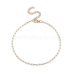 304 Stainless Steel Paperclip Anklets, with Lobster Claw Clasps and Chain Extenders, Golden, 8-5/8 inch(22cm)(AJEW-AN00513)