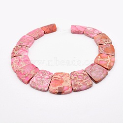 Natural Imperial Jasper Graduated Beads Strands, Dyed, Trapezoid, Pink, 16~34x23~28x5~6mm, Hole: 1mm, about 15pcs/strand, 12.2 inch(G-P296-A04)