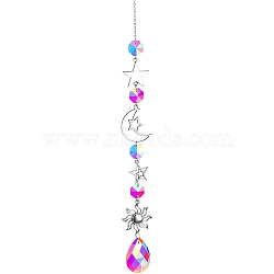 1Pc Iron Big Pendant Decorations, Hanging Sun Catchers, K9 Crystal Glass, with Alloy Findings, for Garden, Wedding, Lighting Ornament, Teardrop, 400mm(DJEW-CN0001-37B)